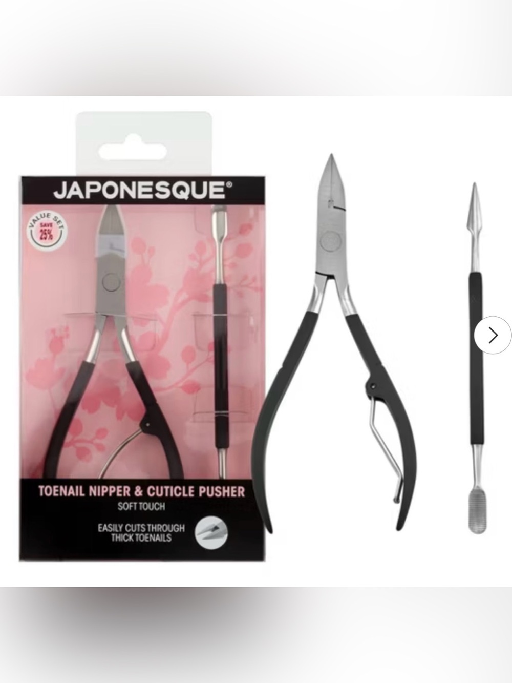 Black Nail Nipper & Cuticle Pusher Set